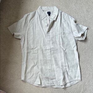 J Crew Cream Linen Blend Button Down Shirt Short Sleeve